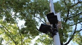 A Motorola-brand automatic license plate reader camera operated by the Chico Police Department in Chico, California on Wednesday, Aug. 12, 2026.