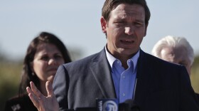 Gov. Ron DeSantis speaks about his environmental budget at the Everglades Holiday Park during a new conference on Tuesday, Jan. 29, 2019, in Fort Lauderdale, Fla. DeSantis's environmental budget recommends more than $625 million for Everglades restoration and protection.
