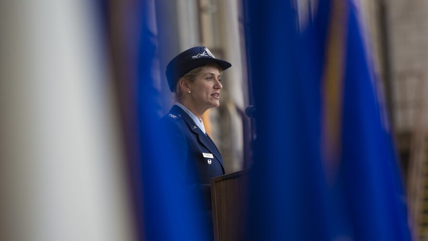 "We accepted the idea of transitioning from a fighter wing to an intelligence wing," said Col. Virginia Doonan, seen here becoming the commander of the 102nd Intelligence Wing, "and that was a pretty emotional event."