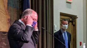 Gov. John Bel Edwards dons a mask after addressing the media. July 8, 2020.