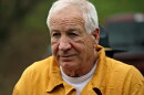 FILE - Former Penn State University assistant football coach Jerry Sandusky arrives at the Centre County Courthouse, Friday, Nov. 22, 2019, in Bellefonte, Pa.