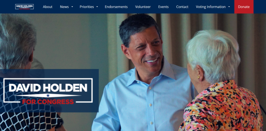 The campaign website of congressional candidate David Holden