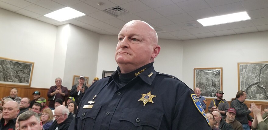  Lewis County Sheriff Mike Carpinelli at a county board meeting in February 2020. 