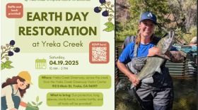 Pictured next to flyer: Christy Wheatley, the Yreka Watershed Stewards Program Corpsmember.