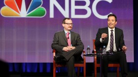 Producer Josh Lieb (L) and host Jimmy Fallon talk to critics on Sunday about what's to come.