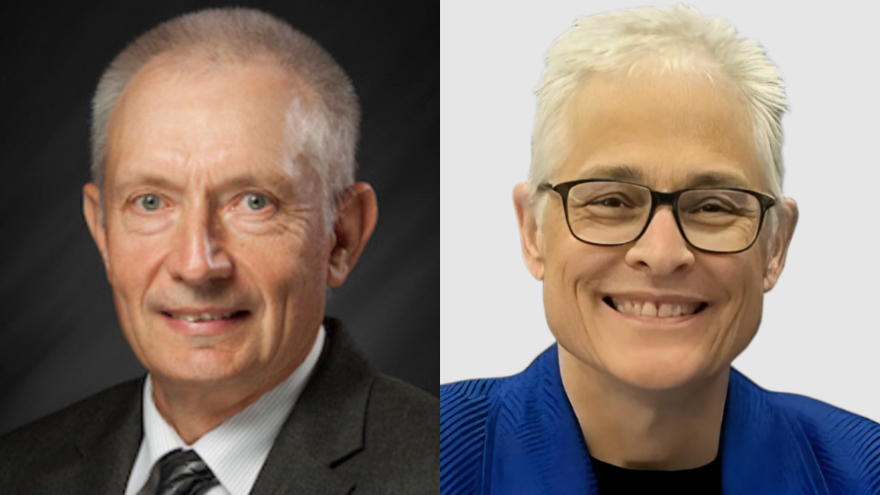 Indiana House District 28 candidates from left to right: Incumbent Republican Jeffrey Thompson and Democrat Karen Whitney.
