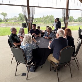 Democratic U.S. Senate candidate Josh Turek campaigns in Sioux City on May 28, 2026.