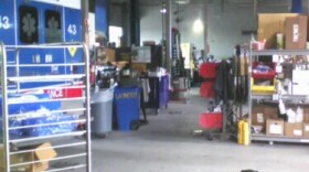 Inside the EMSA headquarters, with Lansing, EMSA's black lab