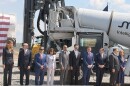 Photos of the ceremony to mark the first pouring of concrete at Micron's massive computer chip fabrication plant in the town of Clay, NY. 