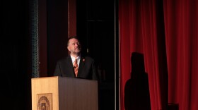 Idaho State University President Kevin D. Satterlee addresses audience members during the annual President's Fall Address at Frazier Hall on Monday, August 15, 2022.