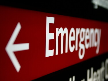 A red "Emergency" sign.