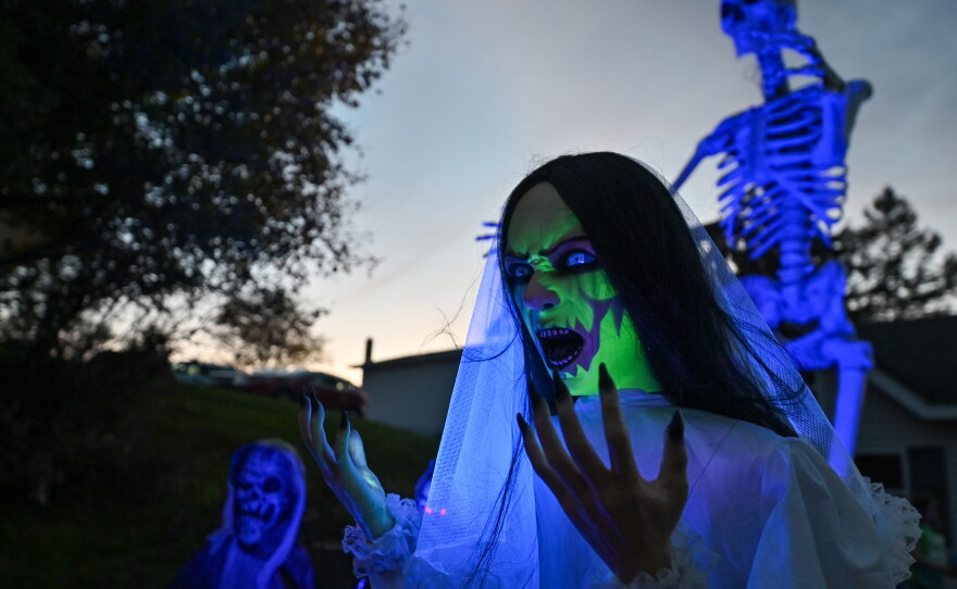 Many of Will Kapmeyer's Halloween figures light up and move.