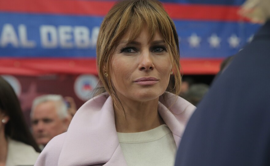Melania Trump in the spin room after the CNBC Republican presidential debate last October in Colorado.
