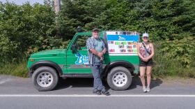 Maria doesn't have her full driver's license yet, so her father, Justin Wood, has been her accompanying driver. He also helps navigate and handles social media conversations while she drives around.