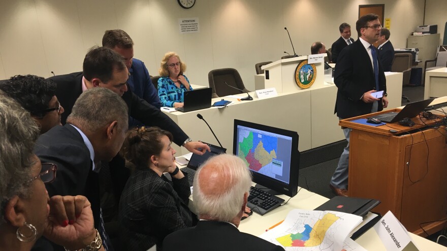 State senators and legislative staff consider amendments to the "base" map that was chosen from a model created by redistricting expert Jowei Chen.