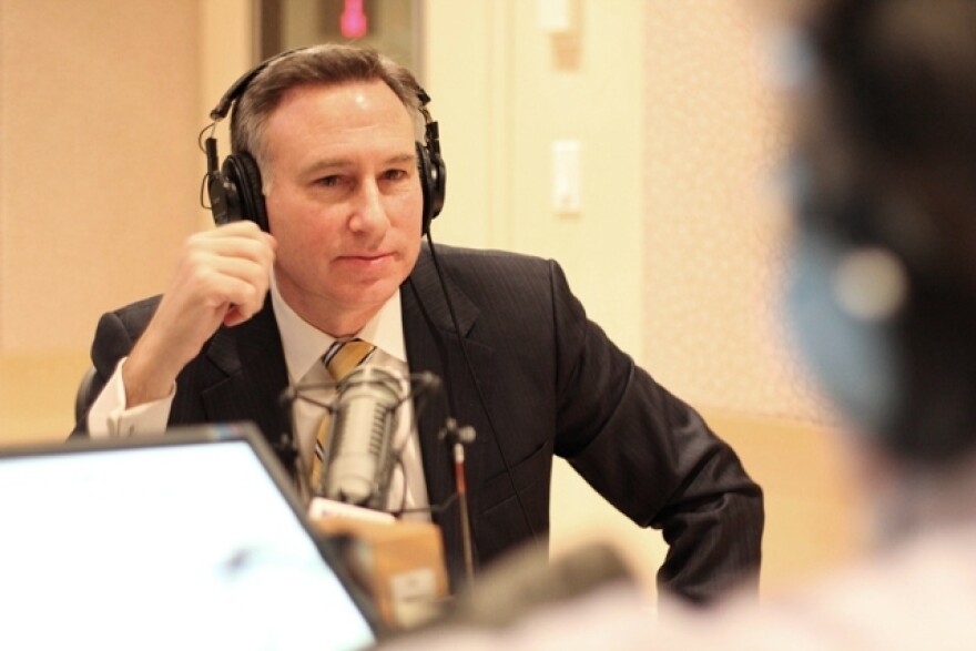 Dow Constantine in the KUOW studios. 