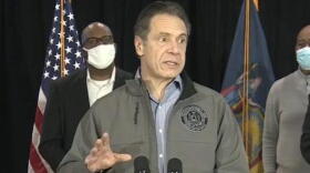 Gov. Andrew Cuomo at a COVID-19 briefing in Syracuse Tuesday. ANDREW CUOMO / FACEBOOK