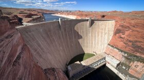 Looking at the face of Glen Canyon Dam at the Glen Canyon National Recreation Area at Lake Powell, April 24, 2024.
