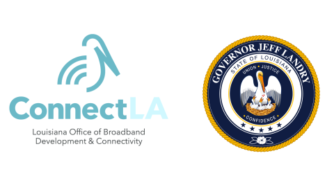 Image of Logos for ConnectLa and Crest of Governor Jeff Landry