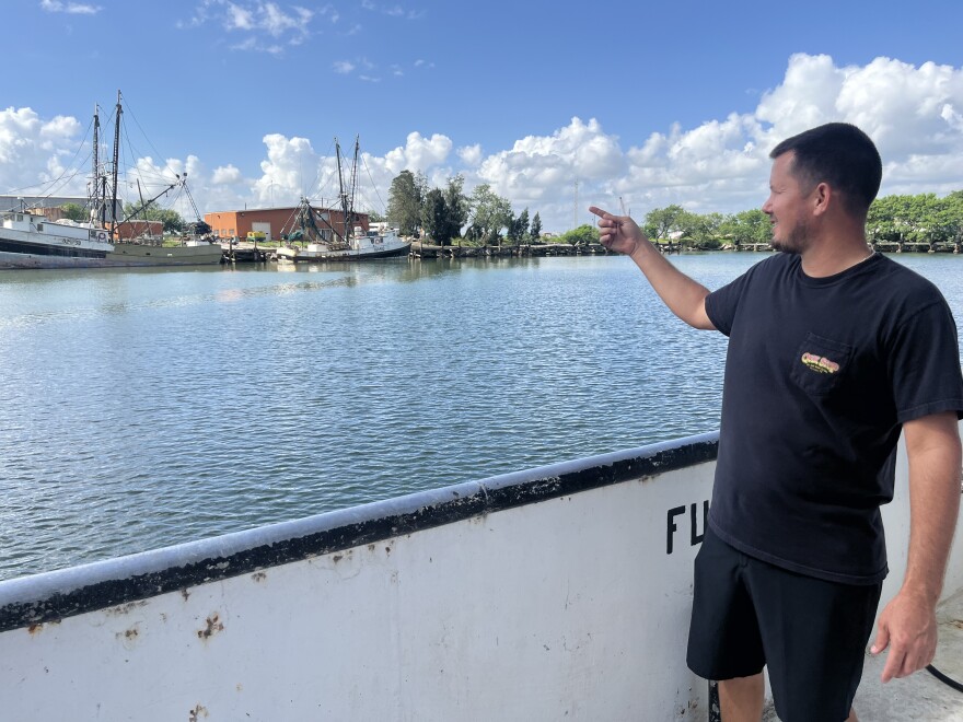 One of James Galloway's boats hasn't been able to leave the Port of Brownsville this shrimping season because he doesn't have enough people for a crew.