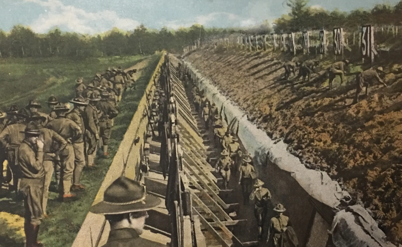 Photo illustration from a postcard, Camp Sevier, Greenville, SC; World War I