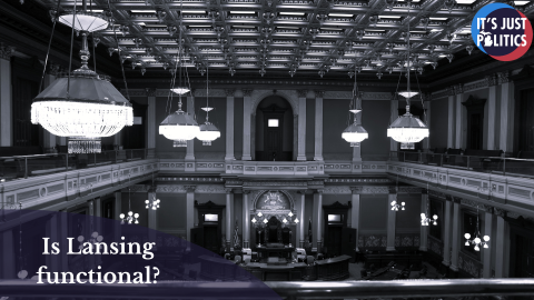 black and white image of inside Michigan state capitol chamber keep 