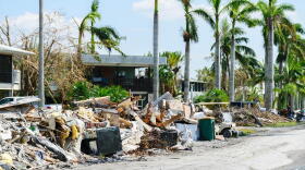 Debris-strewn streets in Everglades City a week after Hurricane Irma
