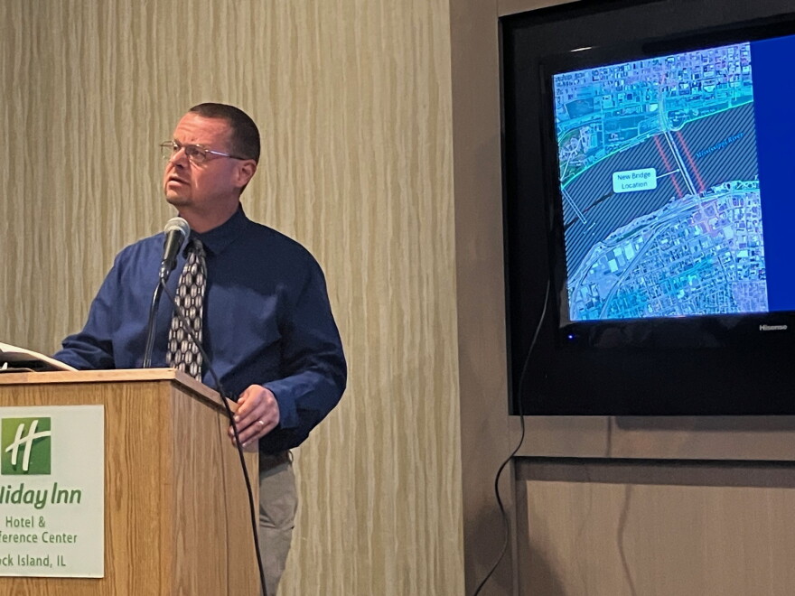 Mike Kuehn of Illinois Department of Transportation at a Wednesday media briefing at the Holiday Inn, Rock Island.