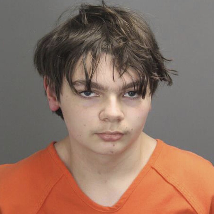 Ethan Crumbley, 15, is charged as an adult with murder and terrorism for killing four fellow students and injured more at Oxford High School in Oxford, Mich.