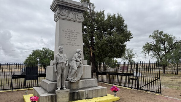 The Ludlow Massacre Memorial stands on the plains of southeastern Colorado in Ludlow on Wednesday, May 27, 2026. Nearly two dozen people were killed there on April 20, 1914, during one of the deadliest acts of violence in Colorado labor history.