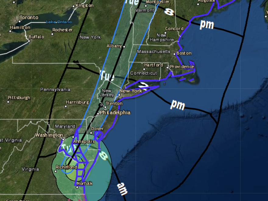 Isaias will speed up the East Coast on Tuesday, bringing threats of flash floods and dangerous storm surges, the National Weather Service says.
