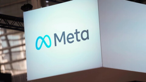 The Meta logo is seen at the Vivatech show in Paris on June 14, 2023.