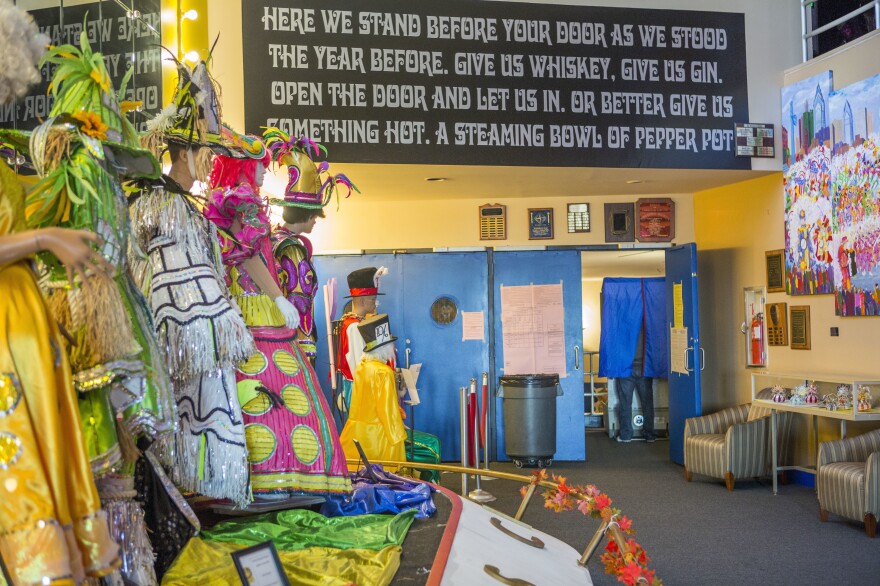 A man casts his vote at The Mummers Museum in Philadelphia on Tuesday.