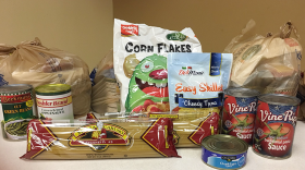 The CARE bags contain enough food for up to eight meals.