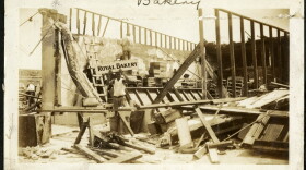 The Royal Bakery in Miami stands in ruins after the 1926 hurricane. The image is among the archival materials featured in “Caught in the Eye: Remembering the 1926 Hurricane” at Museum of Miami on view through April 11, 2027.