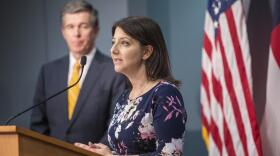 North Carolina Department Health and Human Services Secretary Dr. Mandy Cohen speaks during a briefing on April 24.