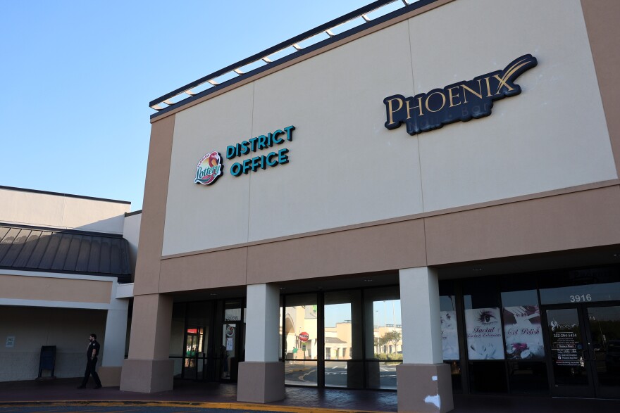 The Florida Lottery Gainesville District Office in Gainesville, Fla. is located in Butler Plaza on Southwest Archer Road, on Friday, Mar. 27, 2026. (Hannah Miller/WUFT News)