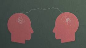 Psychologist, psychotherapist, psychotherapy symbol. Two abstract human profile. Vector