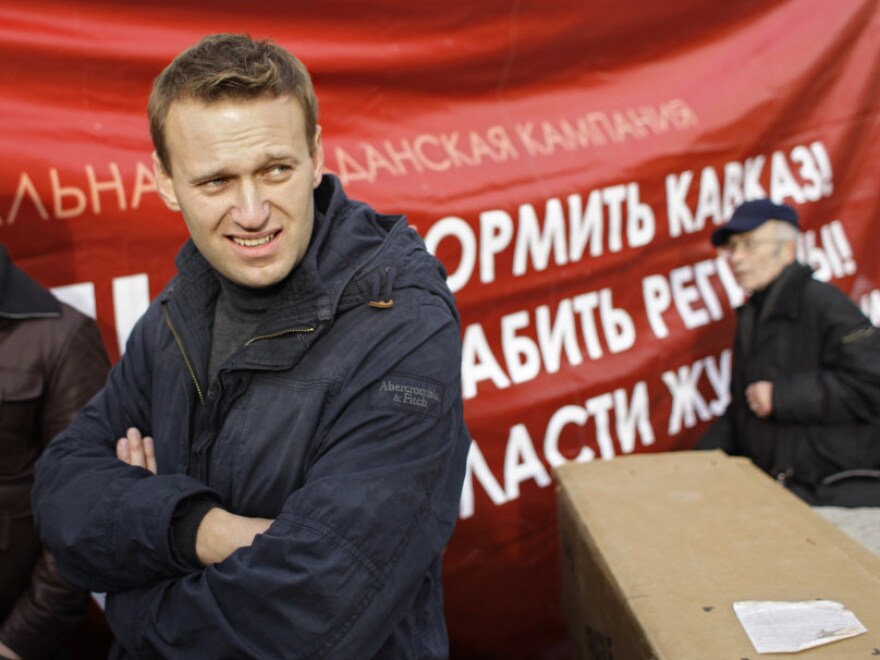 Navalny (shown here Nov. 4 during an authorized march on the outskirts of Moscow) first rose to prominence in 2007, when he took his protest against the state oil pipeline monopoly online.