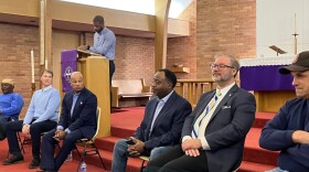 Seven of the candidates running for Indianapolis Mayor attended the event at First Trinity Church. (Jill Sheridan/WFYI)