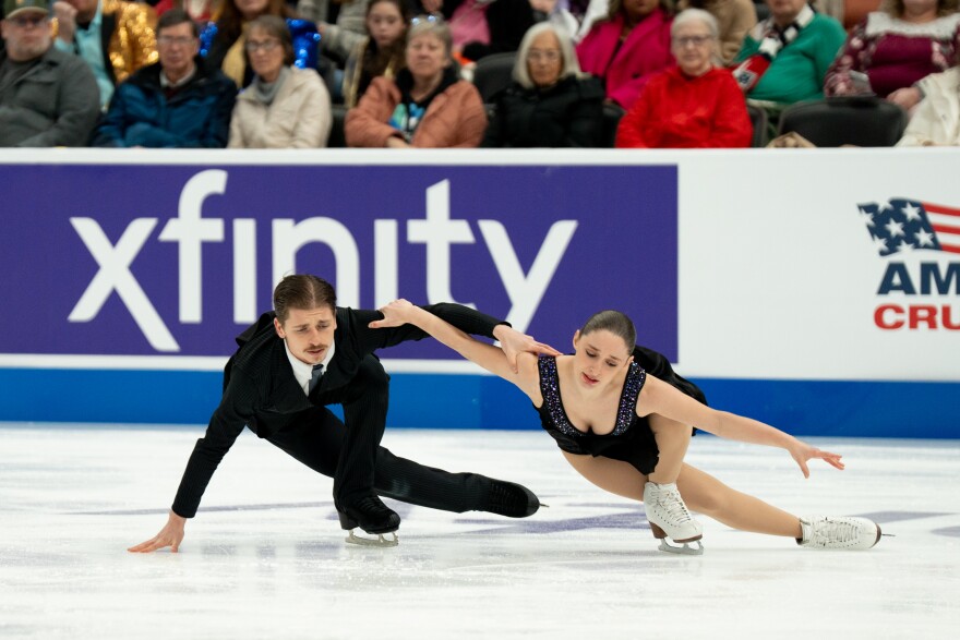 Oona Brown and Gage Brown compete in the ice dance free skate during the 2026 U.S. Figure Skating Championships at the Enterprise Center on Saturday, Jan. 10, 2026, in St. Louis’ Downtown West neighborhood.