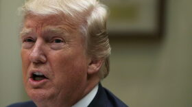 President Trump speaks to members of the media during a lunch with service members at the Roosevelt Room of the White House July 18, 2017 in Washington, D.C. (Alex Wong/Getty Images)