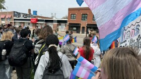 Students at Wichita East High School participate in a walkout protesting anti-trans legislation in April 2024. A proposed complaint form would invite Kansans to report walkouts that they suspect violates a new law.