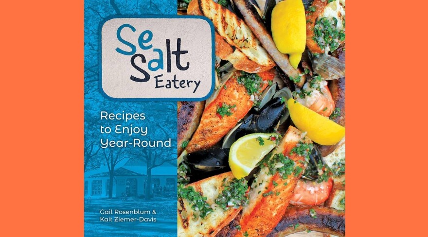 Cover of "Sea Salt Eatery"; colorful photo of a plate of seafood