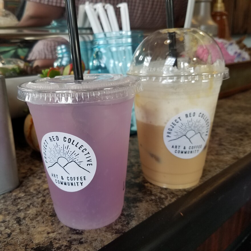 Two specialties of the Project Reo Collective coffee shop are its lavender lemonade and Mexican mocha.