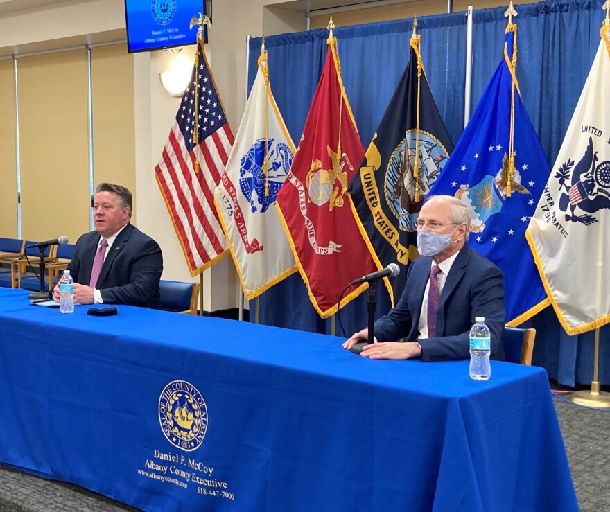 Albany County Executive Dan McCoy, left, and Dr. James Reed, CEO of St. Peter's Health Partners