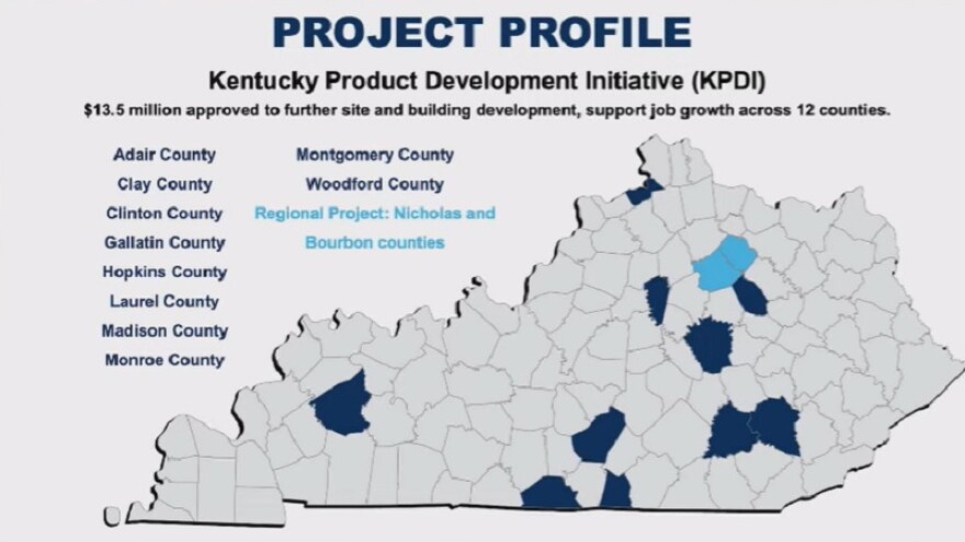 Slide showing the counties where projects are being funded