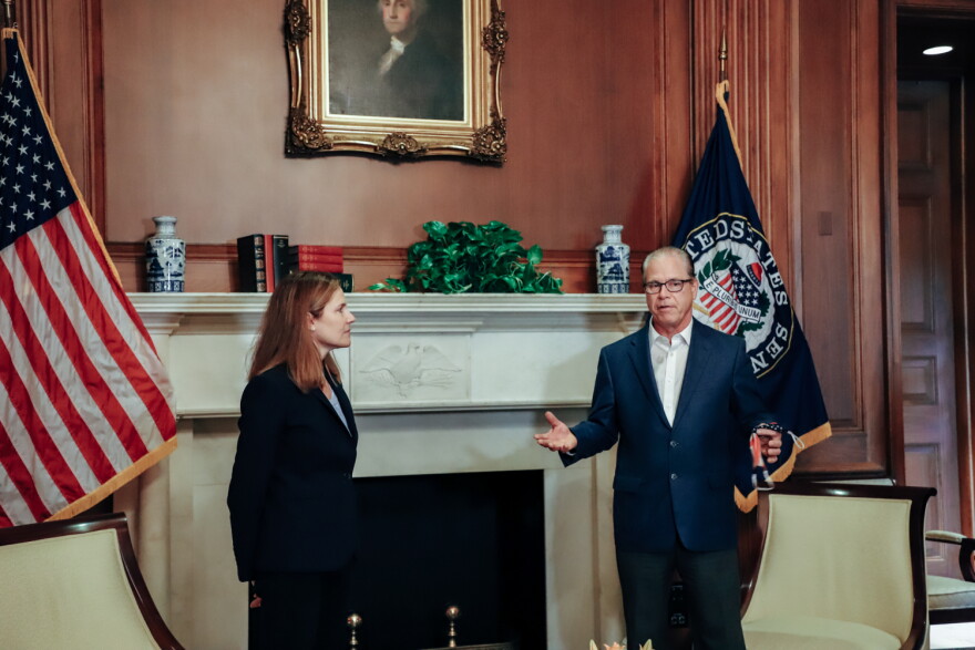 U.S. Sen. Mike Braun (R-Ind.) meets with Supreme Court nominee Amy Coney Barrett.