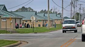 Barracks housing evacuees at Camp Atterbury.