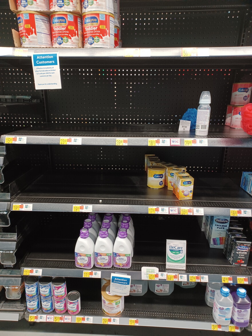 Shelves where formula is displayed at a Springfield store